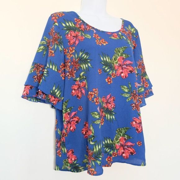 Floral Blue Blouse - Picture 3 of 8